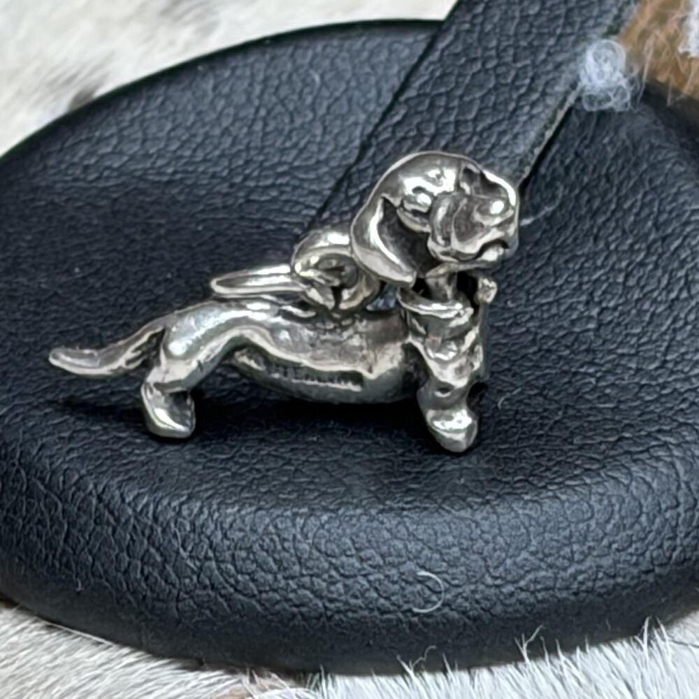 Sterling Silver Dachshund Charm Articulated Head, Dog Lovers Delight